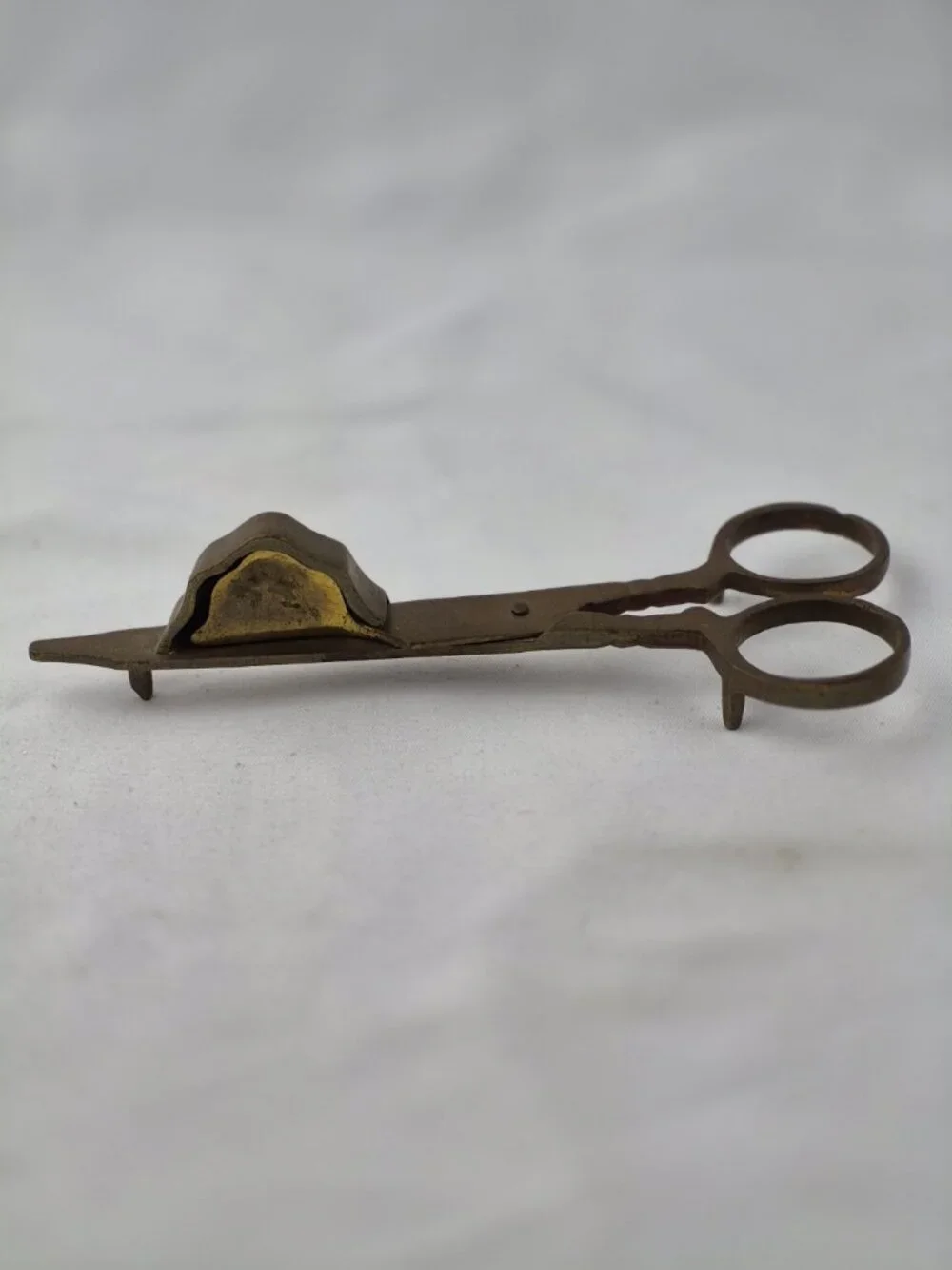 Vintage Brass Scissor-Style Candle Snuffer Extinguisher Feet Footed